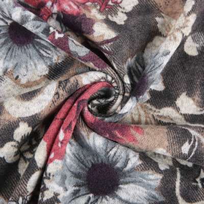 Big floral printed brushed loose hacci spandex polyester fabric clothes brush