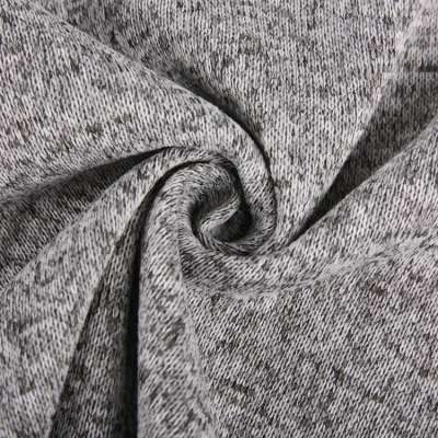 Yarn dyed grey cation 100% polyester melange hacci brushed sweater knit fabric for scarf