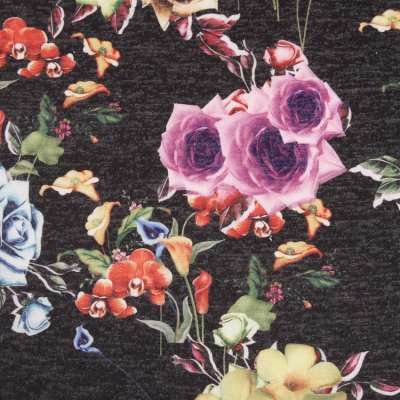 TR polyester rayon spandex fabric loose hacci brushed floral printed fabric for sweater